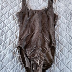Womens Vintage White Stag Black Ribbed One Piece Swimsuit Sz 14